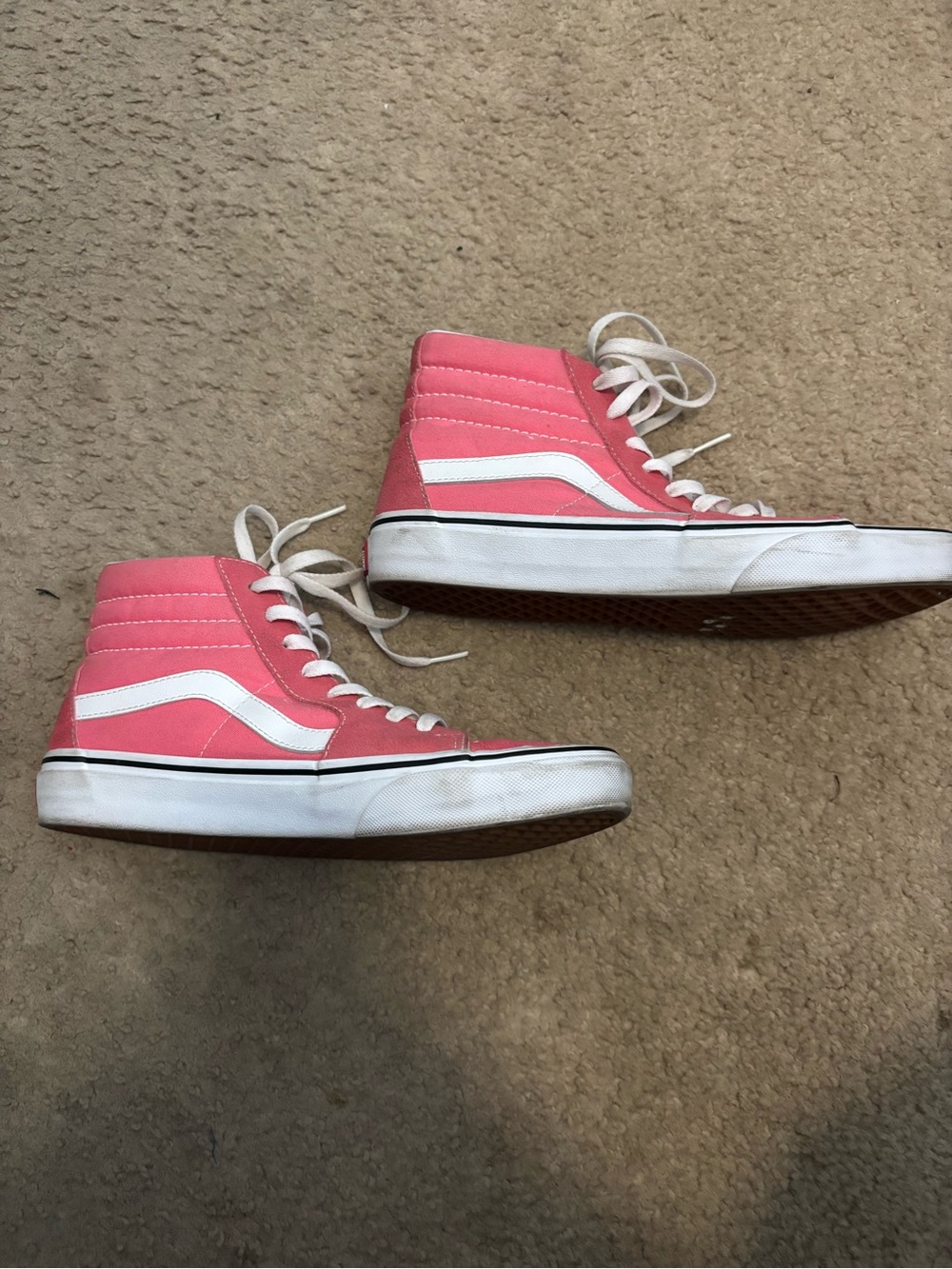 Vans Pink and White High Top Women's Sneakers